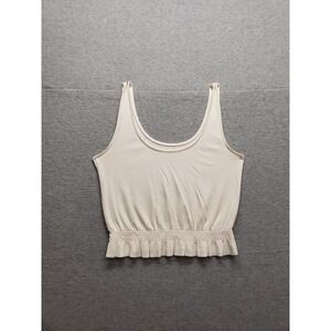 American Eagle Outfitters Women Top XS White Scoop Neck Sleeveless Ruffle Casual